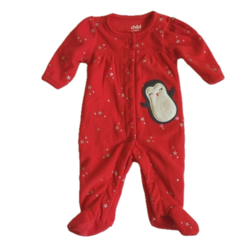 Carter's penguin fleece snap footie sleeper pajamas baby’s size 3-6 months